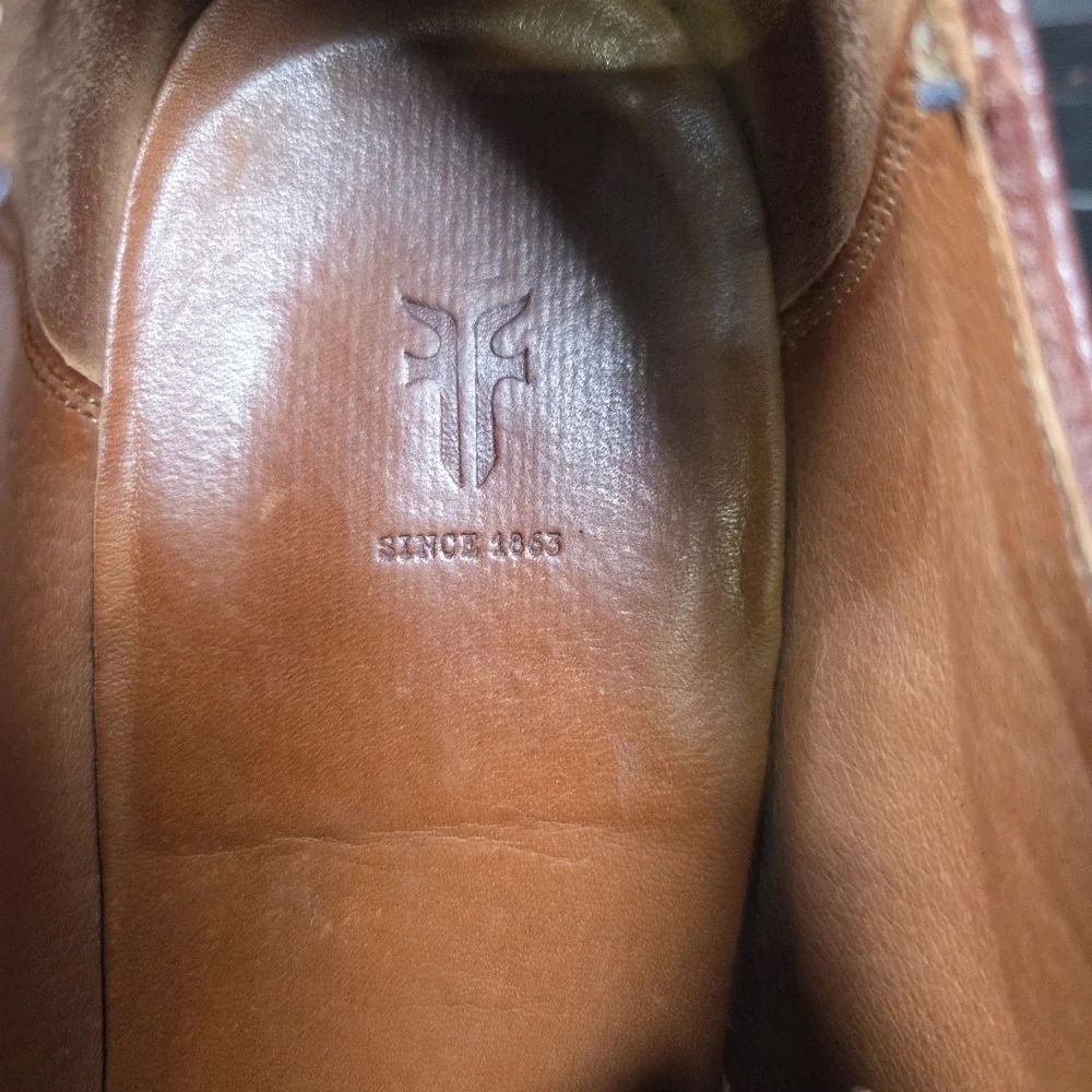 Vtg Frye Men's 9.5‎ D Brown Leather Lace Up Oxford Shoes Antiquated Brown Dress